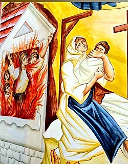 унутрашњост храма Преображења Господњег на Златибору са фреском